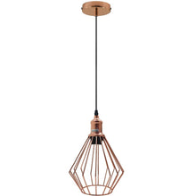 Charger l&#39;image dans la galerie, Lampes suspendues modernes de suspension de plafond de cage de diamant en métal industriel vintage
